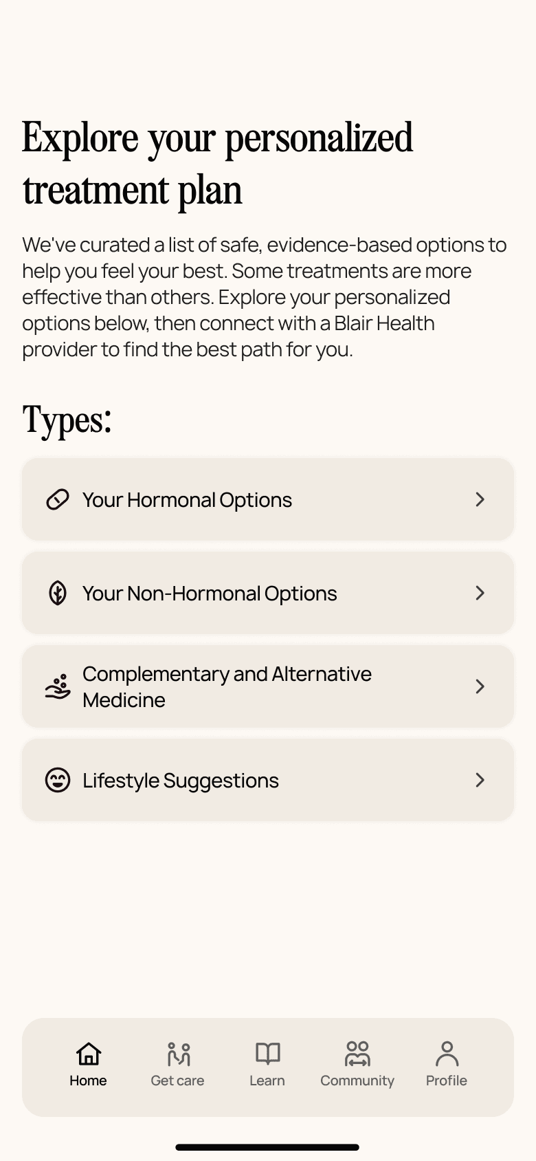 Menopause Rating Scale screen
